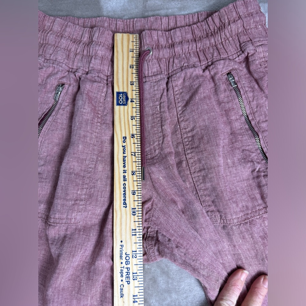 Athleta Size 8 Cabo Linen Wide Leg High Waisted Pants Plus Tawny Rose Pink - Picture 10 of 13